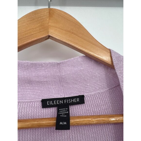 Eileen Fisher Organic Linen size medium Open Front Lilac Cardigan Sweater - Picture 2 of 6